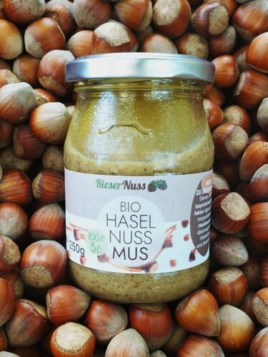 Glas Bio Haselnussmus von Rieser Nuss auf Haselnüssen