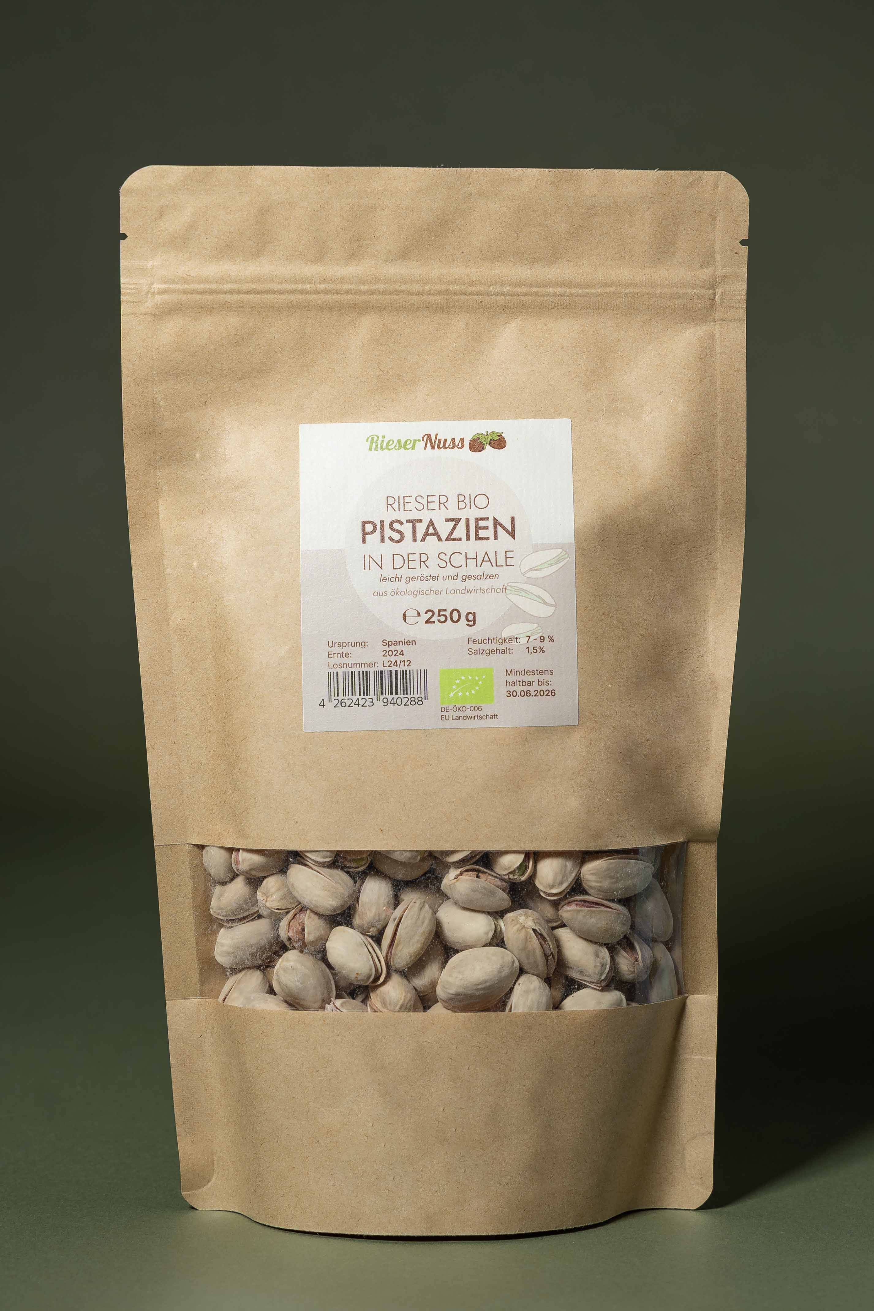 Bio Pistazien in der Schale, Spanien, geröstet und leicht gesalzen, Sortierung 23-25 oz